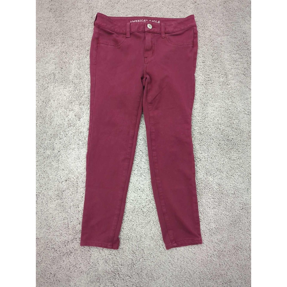 American Eagle Pants Womens 4 Red Skinny Low Rise Jegging Stretch
